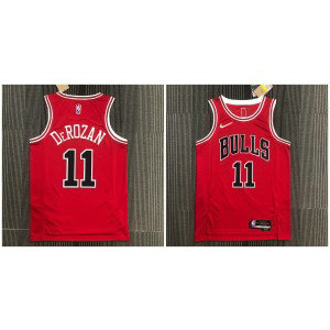 NBA Bulls 11 Derozan Red Nike 75th Anniversary Men Jersey