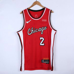 NBA Bulls 2 Ball Red 75th Anniversary Men Jersey