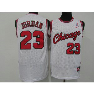 NBA Bulls 23 Jordan M&N White Throwback Basketball Men Jersey