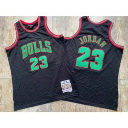 NBA Bulls 23 Jordan Mitchell & Ness Black Men Jersey