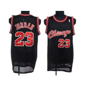 NBA Bulls 23 Michael Jordan Black Crabbed Typeface Men Jersey