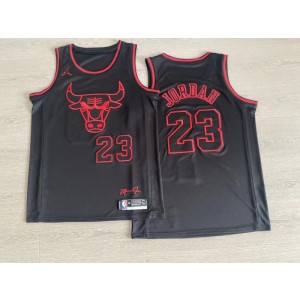NBA Bulls 23 Michael Jordan Black Jordan Men Jersey