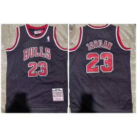 NBA Bulls 23 Michael Jordan Black M&N Basketball Youth Jersey