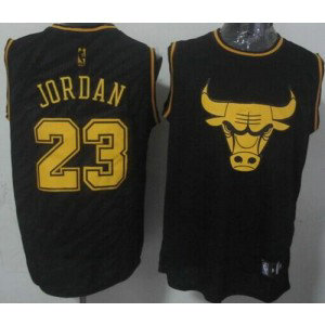 NBA Bulls 23 Michael Jordan Black Precious Metals Men Jersey