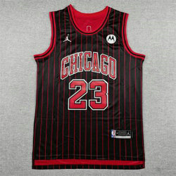 NBA Bulls 23 Michael Jordan Black Red City Jordan Men Jersey