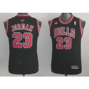 NBA Bulls 23 Michael Jordan Black Red Youth Jersey