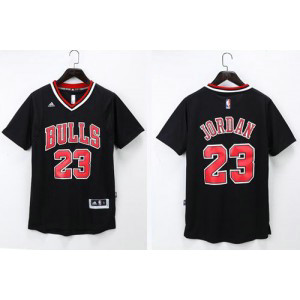 NBA Bulls 23 Michael Jordan Black Short Sleeve Men Jersey