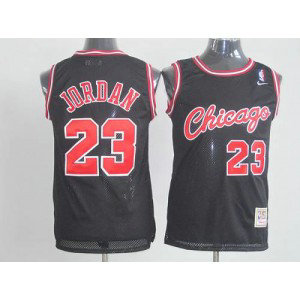 NBA Bulls 23 Michael Jordan Black Throwback Men Jersey 1