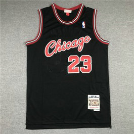 NBA Bulls 23 Michael Jordan Black Throwback Men Jersey