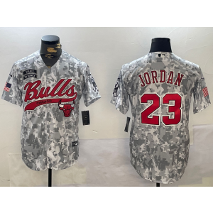 NBA Bulls 23 Michael Jordan Camo Vapor Baseball Limited Men Jersey