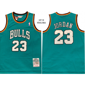 NBA Bulls 23 Michael Jordan Green Hardwood Classics Men Jersey