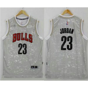 NBA Bulls 23 Michael Jordan Grey City Light Men Jersey