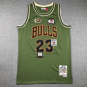 NBA Bulls 23 Michael Jordan Olive Throwback Men Jersey