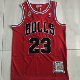 NBA Bulls 23 Michael Jordan Red 1995-96 Champions Men Jersey