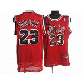 NBA Bulls 23 Michael Jordan Red Champion Patch Men Jersey