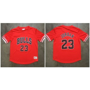 NBA Bulls 23 Michael Jordan Red Mitchell & Ness Mesh Men Jersey