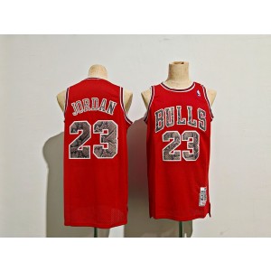 NBA Bulls 23 Michael Jordan Red Throwback Men Jersey