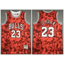 NBA Bulls 23 Michael Jordan Red Throwback Men Jersey