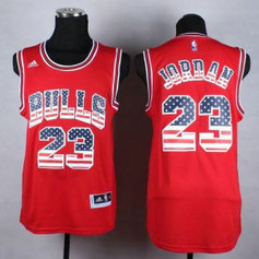 NBA Bulls 23 Michael Jordan Red USA Flag Men Jersey