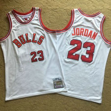 NBA Bulls 23 Michael Jordan White 1984-85 Hardwood Classics Mesh Men Jersey