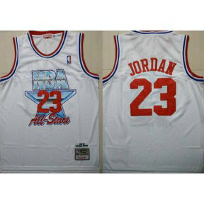NBA Bulls 23 Michael Jordan White 1992-1993 All Star Hardwood Classics Men Jersey