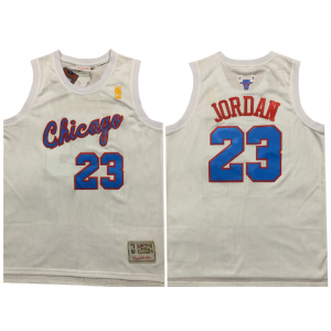 NBA Bulls 23 Michael Jordan White Hardwood Classics Men Jersey