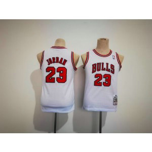 NBA Bulls 23 Michael Jordan White Throwback Youth Jersey