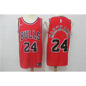 NBA Bulls 24 Laur Markkanen Red Nike Authentic Men Jersey