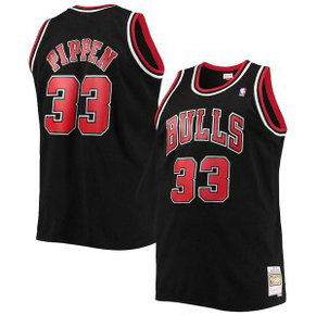 NBA Bulls 33 Scottie Pippen Balck Throwback Men Jersey