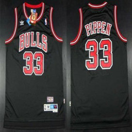 NBA Bulls 33 Scottie Pippen Black Throwback Men Jersey 1