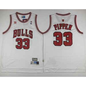 NBA Bulls 33 Scottie Pippen White Throwback Men Jersey 1