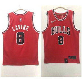NBA Bulls 8 Zach LaVine Red 75th Anniversary Men Jersey