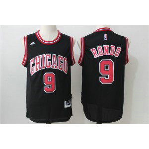 NBA Bulls 9 Rajon Rondo Black Men Jersey