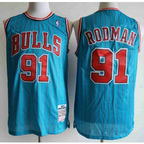 NBA Bulls 91 Dennis Rodman Blue Men Jersey