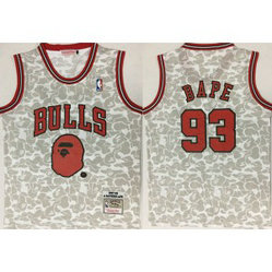 NBA Bulls 93 Bape Gray 1997-98 Hardwood Classics Men Jersey