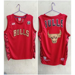 NBA Bulls AAPE Red Men Jersey
