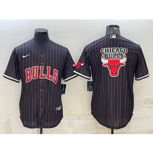 NBA Bulls Blank Black Baseball Logo Men Jersey