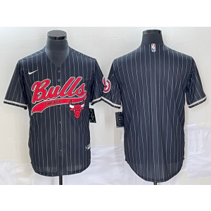 NBA Bulls Blank Black Baseball Nike Men Jersey