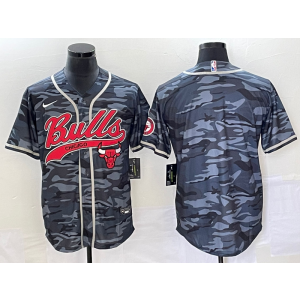NBA Bulls Blank Black Camo Baseball Nike Men Jersey