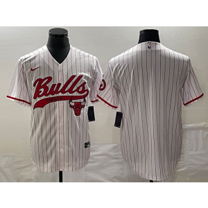 NBA Bulls Blank White Baseball Nike Men Jersey
