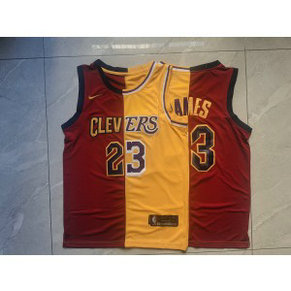 NBA Cavaliers & Lakers 23 Lebon James Split Nike Men Jersey