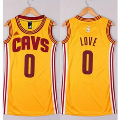 NBA Cavaliers 0 Kevin Love Gold Print Dress Women Jersey