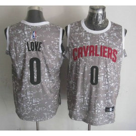 NBA Cavaliers 0 Kevin Love Gray City Luminous Men Jersey