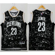 NBA Cavaliers 23 LeBron James Black City Light Men Jersey