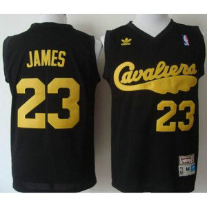 NBA Cavaliers 23 LeBron James Black Throwback Men Jersey