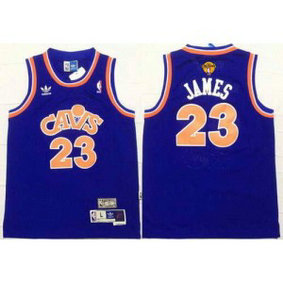 NBA Cavaliers 23 LeBron James Blue The Finals Patch Stitched Adidas Youth Jersey