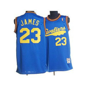 NBA Cavaliers 23 LeBron James Blue Throwback Men Jersey