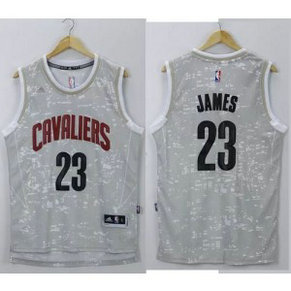 NBA Cavaliers 23 LeBron James Grey City Light Men Jersey