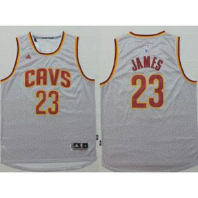 NBA Cavaliers 23 LeBron James Grey Men Jersey