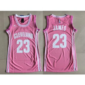 NBA Cavaliers 23 LeBron James Pink Swingman Women Jersey